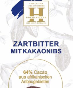 Zartbitter mit Kakaonibs 64% Kakaoanteil